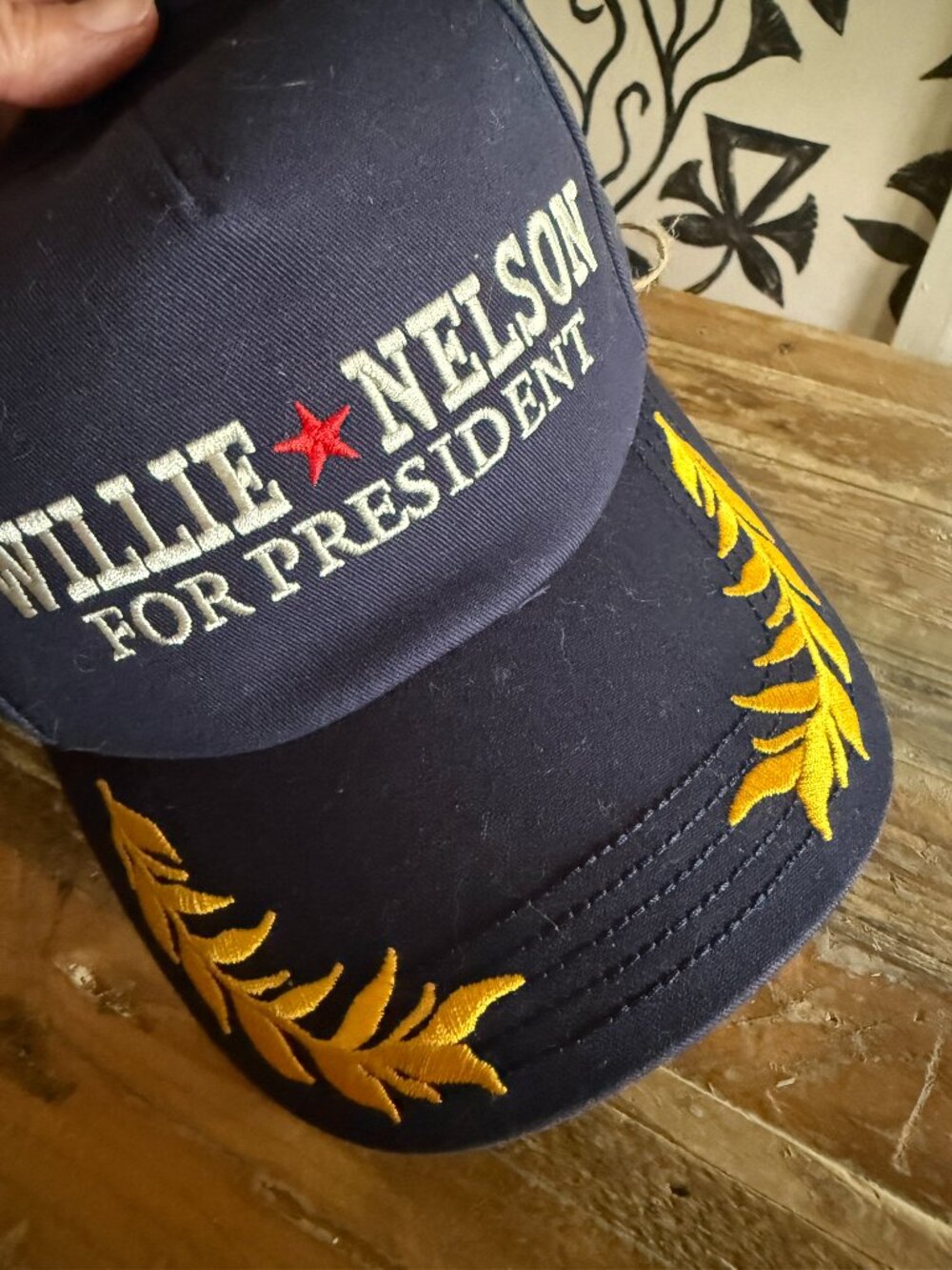 Willie Nelson For President Snapback Hat Navy Embroidered Trucker Cap NWT